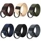 Unisex Canvas Double D-Ring Belts Fabric Webbing Waist Belt Strap Waistband Hot