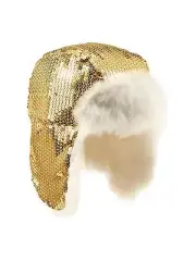 GAP GIRLS GOLD METAL FAUX FUR SEQUIN TRAPPER HAT ORG. $26.95 LARGE/XLARGE BNWT