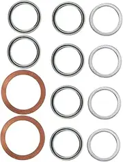 Amosfun 12pcs Differential Transmission Oil Drain Gasket Set Sturdy Metal Washers for Maintenance Leak-proof Easy Install Wide Vehicle Compatibility