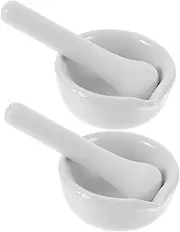 FOMIYES 2 Laboratory Porcelain Porcelain with Pestle Medicine Pounding Masher Garlic Crusher Supplies Garlic Pounder Medicine Crush Pot Garlic Grind Bowl Ceramics