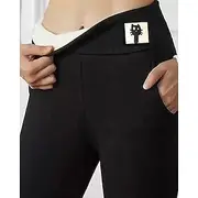 Women's Slacks Leggings Streetwear Casual Full Length Natural Plain Elastic Waist Comfortable Street Daily Wear Weekend Black Winter Regular Fit
