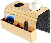 Sofa Arm Tray with Basket Foldable Armrest Tray Nonslip Sofa Armrest Tray Splash Proof Sofa Organizer Tray Bamboo Couch Armrest Tray Space Saving Sofa Arm Table for Snacks Bamboo Couch Arm Tray