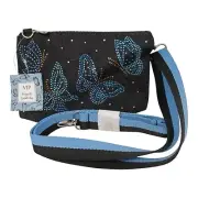 NWT Brighton Sparkle Butterfly VIP Crossbody Clutch Bag Blue Denim
