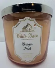 Bath & Body Works Georgia Peach Candle 3 Wick 14.5 Oz *Label Tear Scratched Jar*