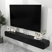 Wall Mounted Floating TV Stand with Large Storage Black TV Cabinet for Living Room 120cm Floating TV Unit with Door.