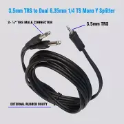 6ft 1/4 inch TS Mono Y-Splitter Cable 3.5mm Aux Mini Jack to Audio Breakout Cord