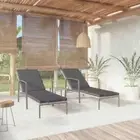 vidaXL Sun Loungers 2 pcs with Table Poly Rattan Grey STP