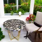 30" Elegant Wild Agate Stone Coffee Table Top Handmade Luxury Sofa Centerpiece