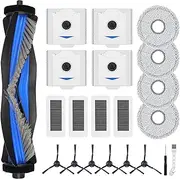 19 Pack Accessories Kit for Ecovacs Deebot N30 Omni, N30 Pro Omni Robot Vacuum Replacement Parts, 1 Brush Roll, 4 HEPA Filters, 4 Mopping Pads, 4 Dust Bags, 6 Side Brushes