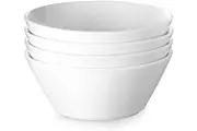 Large Soup Bowls Set of 4 - White Ceramic Bowls for Ramen, Cereal, Pasta, Salad, Fruit - Dishwasher & Microwave Safe