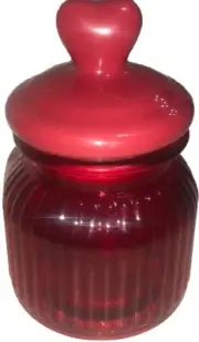 Valentine's 6”H RED GLASS HEART CONTAINER JAR CANISTER STORAGE W Lid NEW-SHIP24H