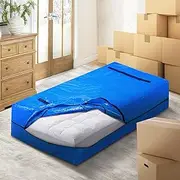Mobi Mattress Bags for Moving and Storage, Full Size Mattress Cover with 8 Handles and Wide-Opening Zippers, Heavy Duty Reusable Moving Supplies & Moving Bag, Blue King Single 207x110x38CM