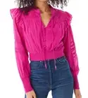 Allison New York beaded demi top in FUCHSIA - size S