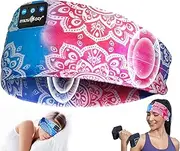 MUSICOZY Sleep Headphones Bluetooth Headband 5.4 Wireless Headband Headphones for Sleeping for Side Sleeper with Ultra-Thin HD Stero Speaker for Workout (Sunflower Blue)
