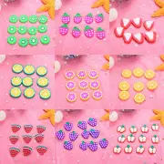 20 pcs Polymer Clay Cabochons Fruits Shaped Drilled Hole Charms Jewelry Craft