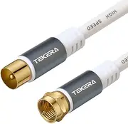 Coax Cable, TEKERA PAL to F-Type Coaxial Cable, TV Cable Cord for Both Indoor and Outdoor Use,Gold-Plated Connector Cable Cord for TV 1M