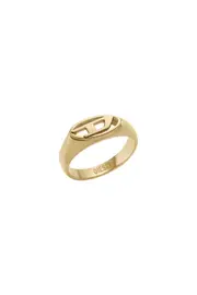 [Diesel] Diesel - Gold-Tone Stainless Steel Signet Ring - Rings - Unisex - Gold 5.5 Gold