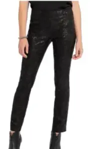 NIC+ZOE Burnout Pattern Black Onyx Embossed Slim Pants Size 14 MSRP $128 New