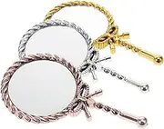HEATSHAKING 3Pcs Vintage Handheld Mirror with Long Handle Compact Makeup Mirror for Women Portable Decorative Design for Travel and Home Vanity Use Sturdy Electroplated Finish