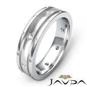 Matt Finish Solid Ring Diamond Mens Eternity Wedding Band 14k White Gold 0.16Ctw