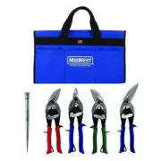 MIDWEST BUILDING Tool Kit - 5 Piece Set Includes Aviation Snips with Scratch ...