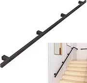 Handrail for Indoor Stairs, 30CM-600CM Non-Slip Stairs Banister Railing Wall Mount Handrails, Black Wrought Iron Safety Grab Bar for Corridor/Loft/Kindergarten(17ft/510cm)