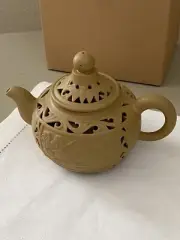 CIB Phoenix Yixing Clay Teapot Gold NEW in BOX