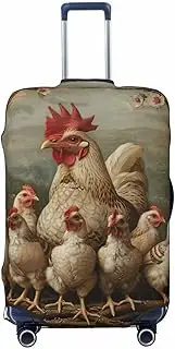 [CADREWY] A Brood of Chickens Print Travel Suitcase Cover Luggage Protector with Elastic Anti Scratch for Carry On, Black, Medium
