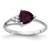 14k White Gold 6mm Rhodolite Garnet AAA Diamond ring