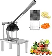 Commercial Vegetable Fruit Chopper, Stainless Steel French Fry Cutter with 2 Replacement Blades, Heavy Duty Professional Food Dicer for Potato Onion Carrot, Fruit Chopper for Restaurants&Home Kitchen