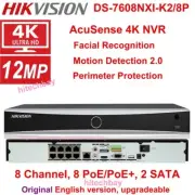 Hikvision 4K 8CH 8PoE AcuSense NVR 2SATA 12MP IP Video Recorder DS-7608NXI-K2/8P