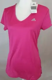 New ADIDAS Performance ClimaLite V-Neck T Shirt Womens small Pink nwt