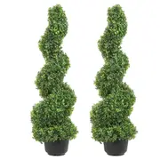 Artificial Topiaries Boxwood Trees, 122cm Tall (2 Pieces) Faux Topiary Plant Outdoor, All-year Green Feaux Plant w/ Replaceable Leaves for Decorative