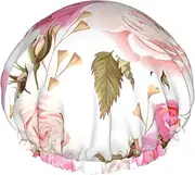 Floral Flower Rose Pink Print Various Activities Shower Cap Reusable Soft And Lightweight Bath Hair Cap Long Hair