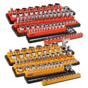Magnetic Socket Organizer Set - Durable 1/2, 1/4, 3/8 Inch Drive Holder, Tool