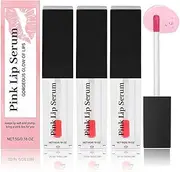 Pink Lip Serum Plump, Color Changing Lip Gloss Magic, Hydrating Lip Glow Oil Plumping Gloss Tinted Lip Balm Lip Care, Lip Plumper Transparent Lip Serum for Women Girls Lip Care(3pcs)
