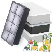 Large Square Silicone Ice Cube Tray with Lid, 4 Pcs Pack Easy-Release