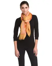 SAACHI Women's Orange Chevron Print Scarf