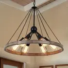6-Light Wagon Wheel Chandelier, Modern Farmhouse Chandelier for Dining Room L...