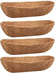 Mellisso 4 Pack 24 Inch Trough Coconut Liners, Natural Coconut Liners for Wall Planter, Window Basket Deck Railing Planter