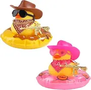 PEUTIER 2pcs Rubber Duck Ornaments, 2.1 Inch Halloween Duck Ornaments Rubber Duck Ornaments Mini Witch Hat Ducks with Sunglasses Necklace Halloween Accessories for Halloween Themed Car Decor