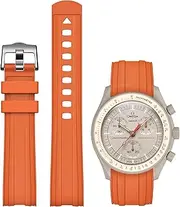 [REBANDACE] Watch Strap for Omega X Swatch MoonSwatch 20mm Soft Replacement Rubber Strap for Swatch Omega Moonswatch Speedmaster Curved No Gaps for Moonswatch Swatch Men Women, Einheitsgröße, Silicone,