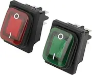 Waterproof Black 4 Pin 2 Position On Off Red Green Lamp Rocker Switch Set for Boat IP67 Waterproof Level