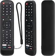 CHUNGHOP Protective Silicone Remote Case for Hisense EN2B27 EN2A27 EN2B27HB ERF2K60H EN2H27B EN2H27HS EN2H27D ER-31607R ER-22655HS Cover Anti-Slip Shockproof Anti-Lost with Lanyard(Black）
