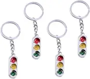 [ROMISBABA] 4Pcs Metal Traffic Key Chain Pendant Creative Signal Lamp Decor for Bags Backpacks Keys Unique Key Ring Organizer for All Ages