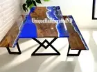 Customized Live Edge Epoxy Resin Table, Personalized Blue Ocean Resin Table Tops