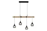 Vienna Wooden Hanging Pendant Lamp Four Lights - Black