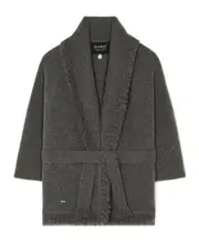 Finest fringed shawl-collar cardigan S,XS Thunderstorm