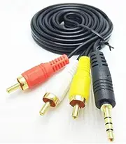 AUX 3.5mm to 3 RCA AV Audio Video Male Converter Cable DVD TV Cord Adapter Wire (3 m)