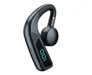 V18 Bluetooth-compatible Earphone Ear Hook Bone Conduction LED Digital Display Business Sports Wireless Headset for Driving -Black